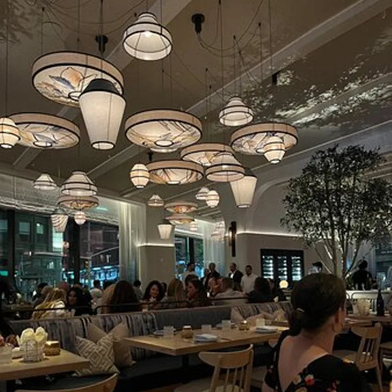 Afralia™ Colored Wabi Sabi Fabric Pendant Lamp for Homestay and Restaurant