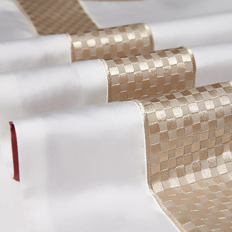 Afralia™ 1000TC Egyptian Cotton Luxury Bedding Set with Gold Embroidery - Solid Color