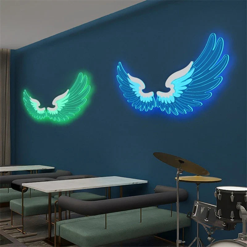 Afralia™ Angel Wings RGB LED Wall Lamp for Living Room Bedroom Restaurant Bar