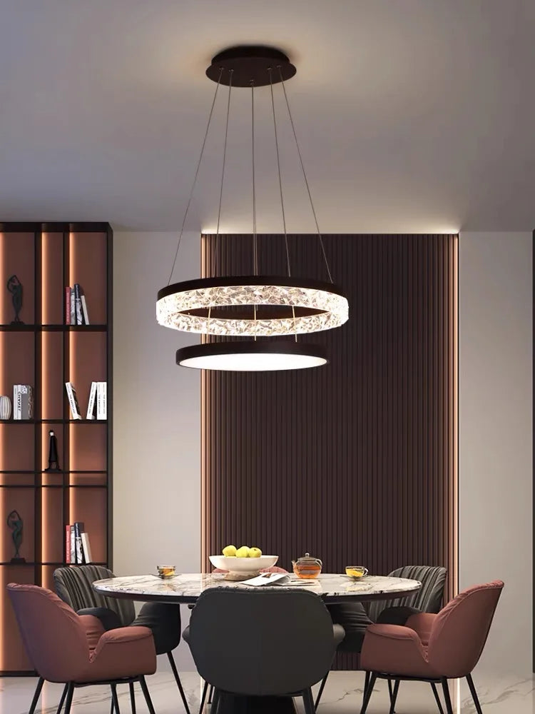 Afralia™ Modern Round Ring LED Chandelier with Remote Control for Home Decor