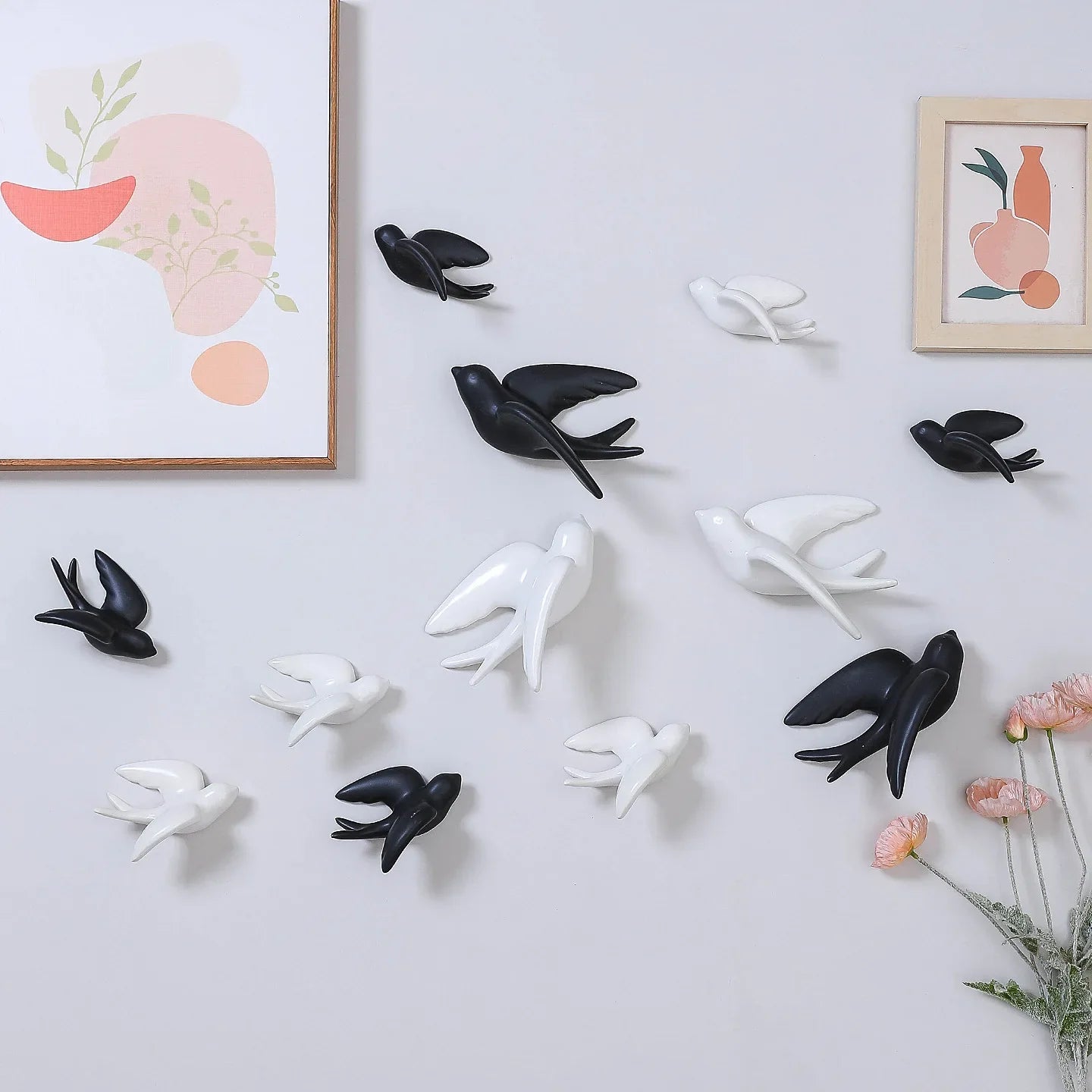 Afralia™ Swallow Ceramic Wall Decor Handicrafts: Stylish 3D Bird Background Room Accessories