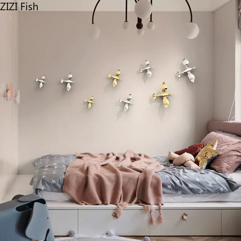 Afralia™ Gold/Silver Pigeon Wall Ornaments - Dove Statue for Living Room Aesthetics