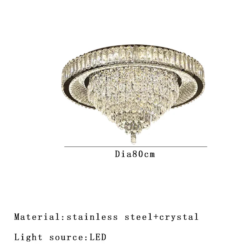 Afralia™ Cone Crystal Ceiling Chandelier - Stainless Steel Luxury Living Room Decoration