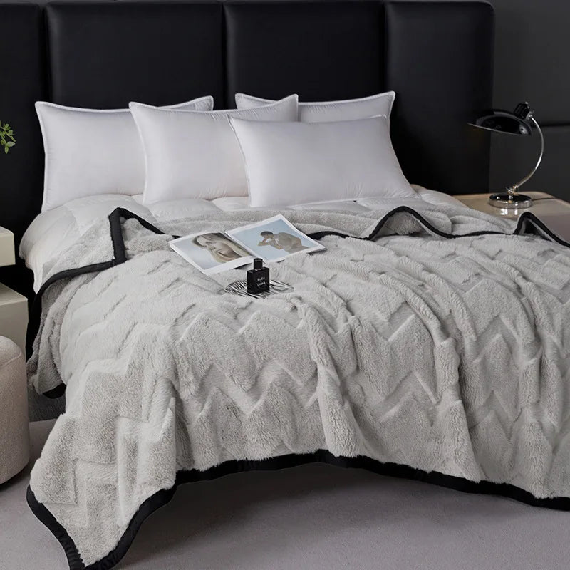 Afralia™ Faux Rabbit Plush Solid Blanket: Luxury All-Season Sofa Cover & Air Conditioning Quilt