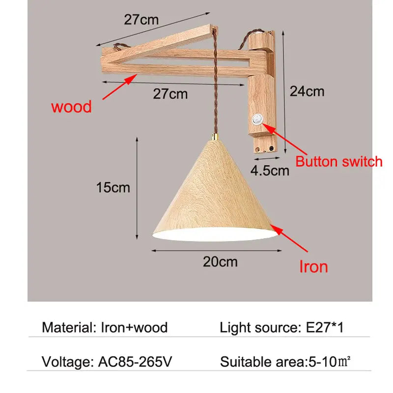 Afralia™ Japanese Style Wind Wall Lamp, Retractable Foldable Bedside Lamp