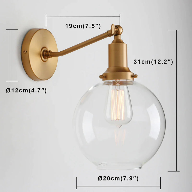 Afralia™ Industrial Vintage Wall Sconce with Clear Glass Shade Fixt