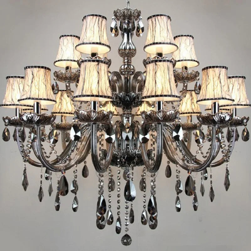 Afralia™ Luxury Smoky Grey Crystal Chandelier for Living Room Bedroom Hotel Villa