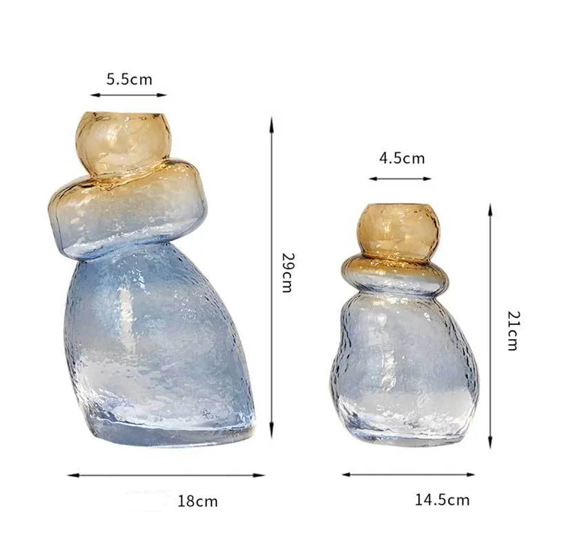 Afralia™ Gourd Shape Gradient Glass Vase Irregular Rockery Terrarium Home Decoration