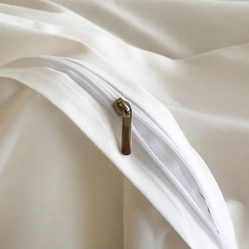 Afralia™ Monochrome Luxury Embroidery Cotton Bedding Set: Duvet Cover, Quilt, Sheets, Pillowcase