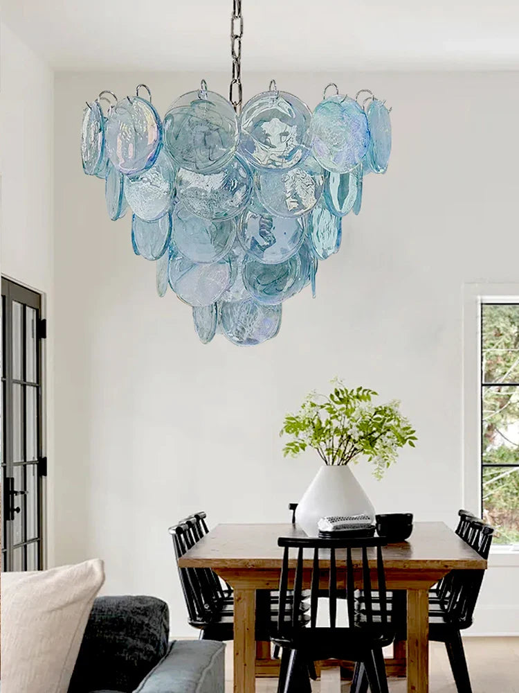 Afralia™ Mulano Blue Glass Chandelier - Elegant Art Decor for Dining Room.