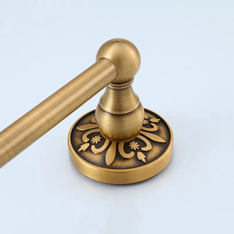 Afralia™ Antique Bathroom Shelf Towel Rack Set with Bath Hardware & Toilet Brush Holder