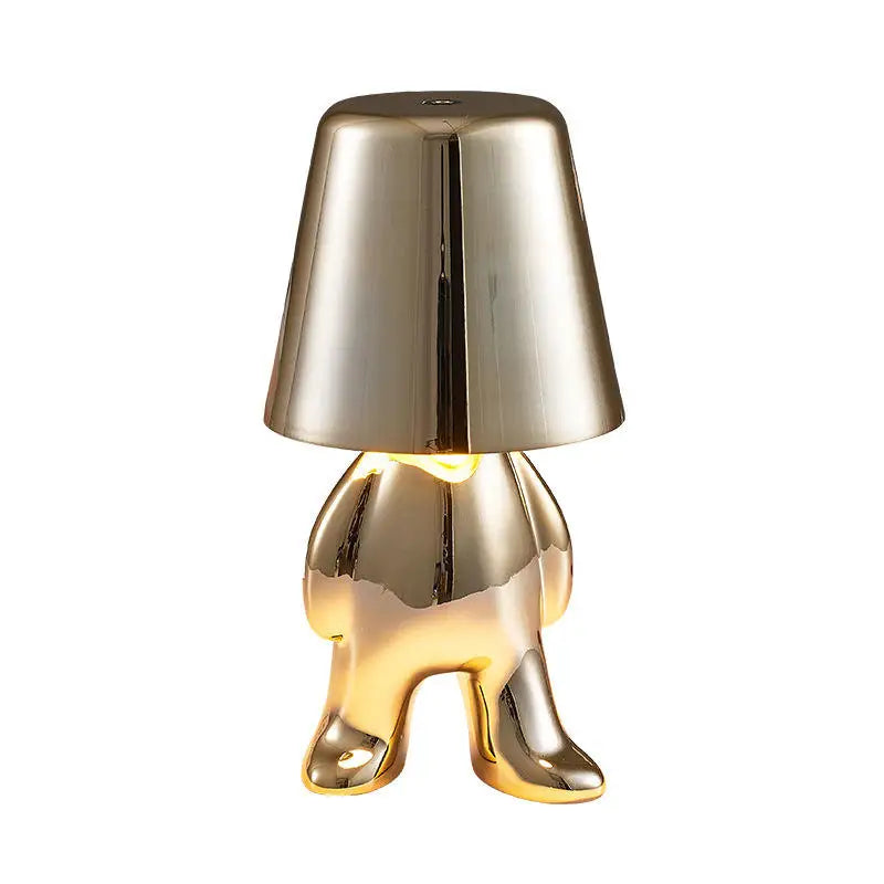 Afralia™ LED Golden Boy Table Lamp | Rechargeable Resin Night Light for Bedroom Decor