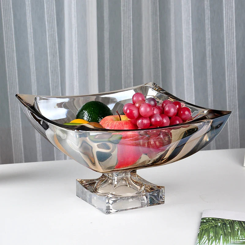 Afralia™ Large Crystal Glass Fruit Plate | Elegant Home Luxury Decor Ornaments