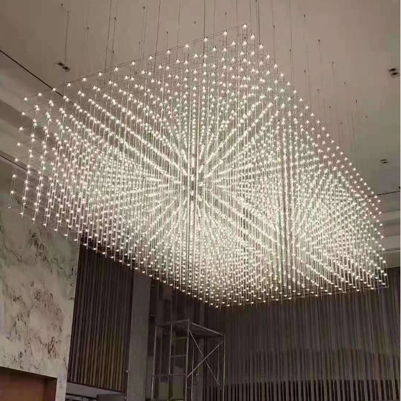 Afralia™ Cube LED Chandelier for Modern Luxury Living Room & Dining Office Hotel