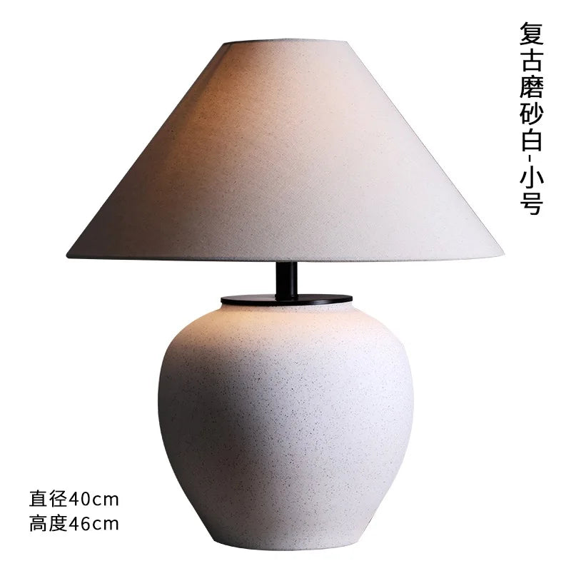 Afralia™ Ceramic Table Lamp LED E27 Wabi-sabi Desk Light for Bedroom Living Room