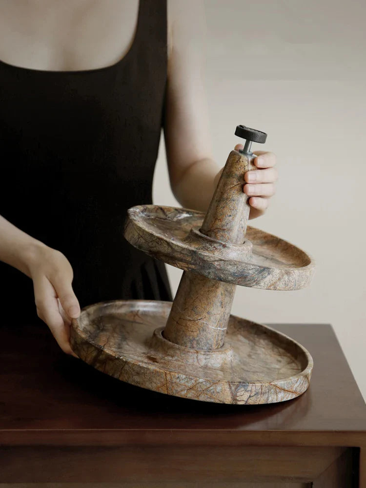 Afralia™ Marble 2 Tier Serving Tray Cupcake Stand Wedding Tea Party Dessert Stand