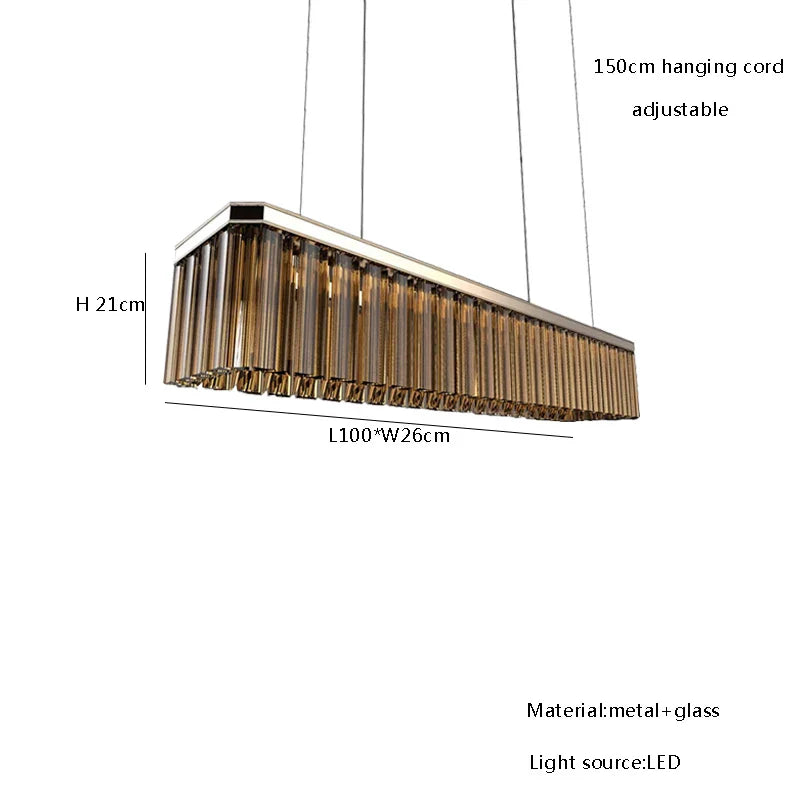 Afralia™ Amber Glass Ceiling Chandelier for Dining Table - Big Hanging Lamps Home Fixture