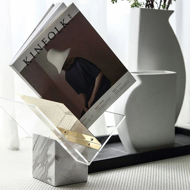 Afralia™ Marble Bookends: Creative Acrylic Bookshelf Holder for Elegant Home Decor