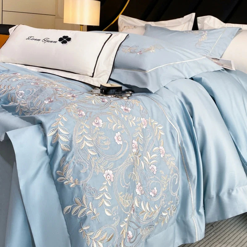 Afralia™ Luxury Embroidery Wedding Cotton Bedding Set