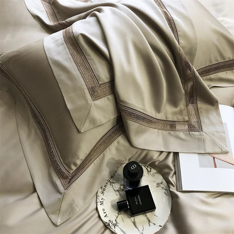 Afralia™ Luxury 1000TC Egyptian Cotton Bedding Set with Hollow Lace and Broad Side