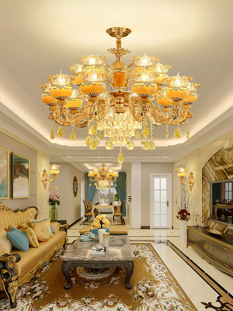Afralia™ Luxury Jade Crystal Chandelier for Elegant Living Spaces