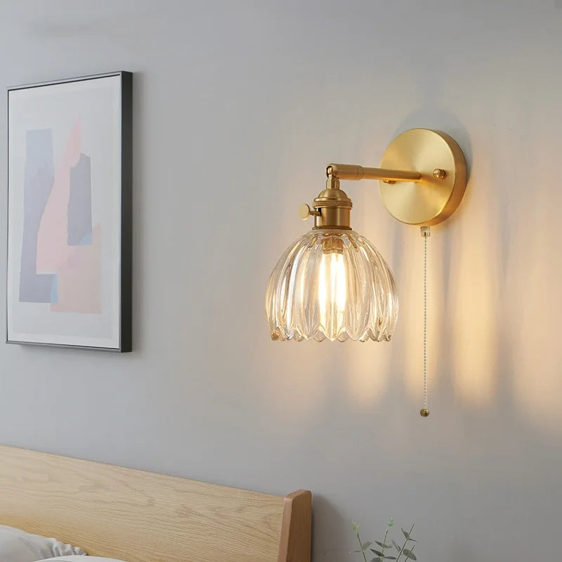 Afralia™ Clear Glass LED Wall Lights Up Down Rotate Copper Nordic Sconce Fixtures