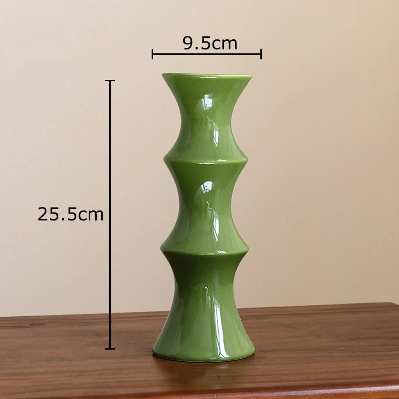 Afralia™ Bamboo Shape Ceramic Vase: Table Decoration & Floral Arrangement in Room