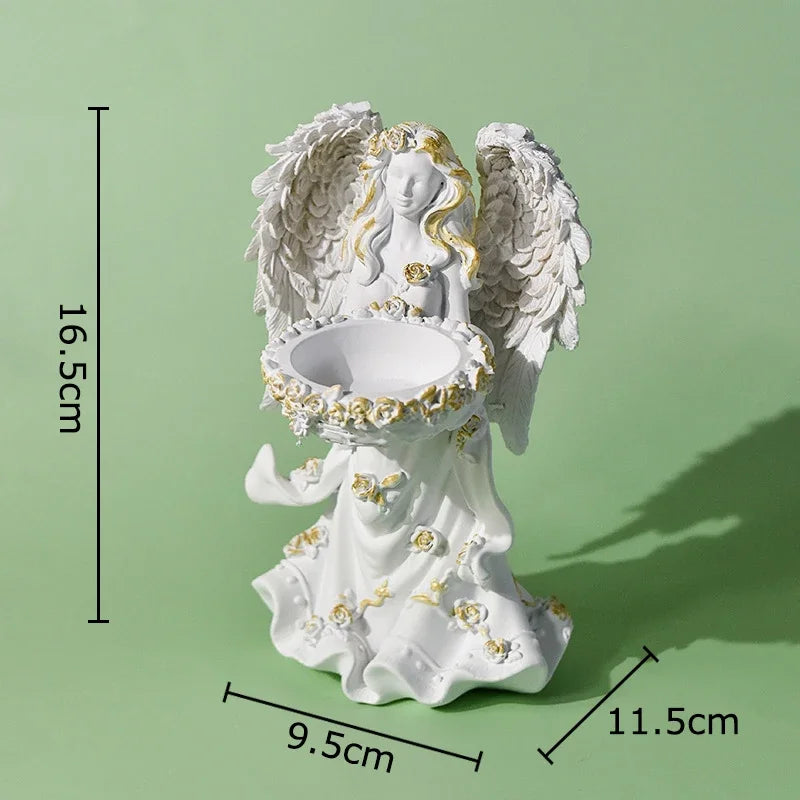 Afralia™ Flower Angel Resin Sculpture Desk Decoration Artwork Ornament
