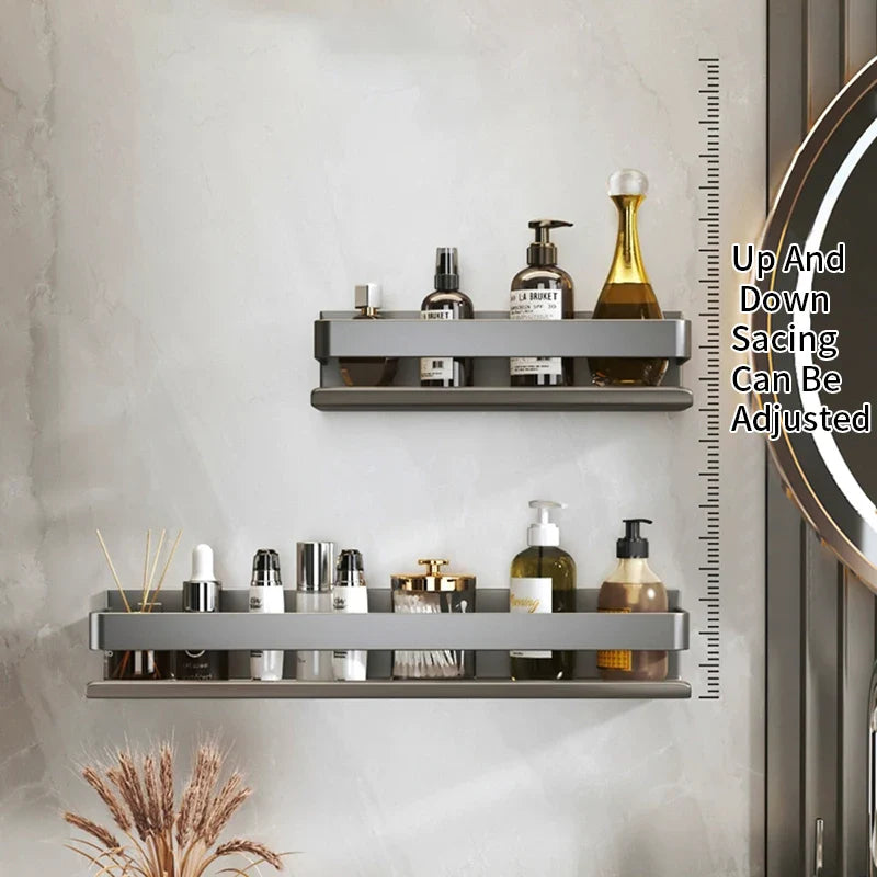 Afralia™ Metal Corner Makeup Organizer Shelf for Kitchen, Bathroom, and Shower Storage