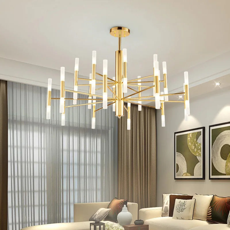 Afralia™ Black Gold Art Decor Led Ceiling Chandelier for Modern Fashion Designer Home