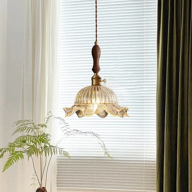 Afralia™ Clear Glass LED Hanging Lamp French Style Pendant Light for Home Decor
