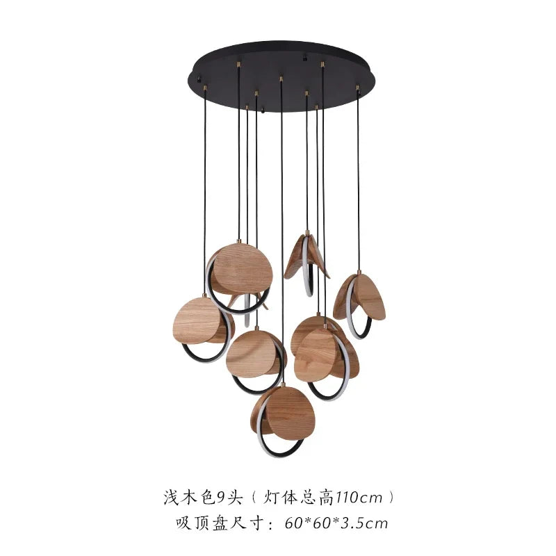 Afralia™ Solid Wood Pendant Light: Creative Art LED Lighting for Kitchen, Restaurant, and Home Decor