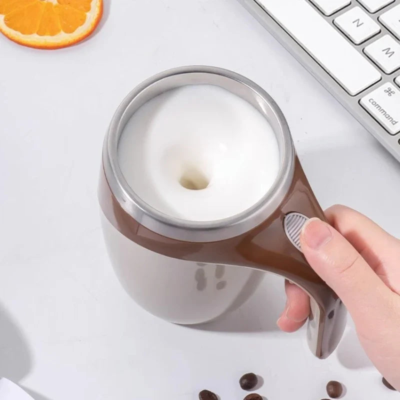 Afralia™ Smart Stainless Steel Magnetic Stirring Coffee Mug - Travel & Office Blender