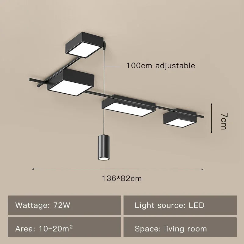Afralia™ Modern LED Chandeliers Black Indoor Lighting for Living Dining Study Bedroom Hall Kitchen