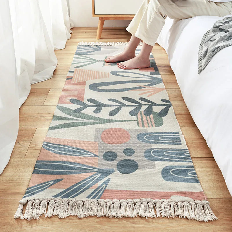 Afralia™ Soft Weave Tassels Bedside Rug, Anti-Slip Living Room Carpet