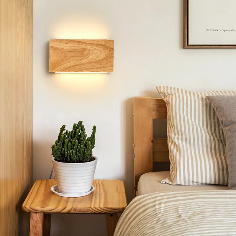 Afralia™ Solid Wood Wall Lamps - Japanese-Style Staircase & Bedroom Decor Lighting