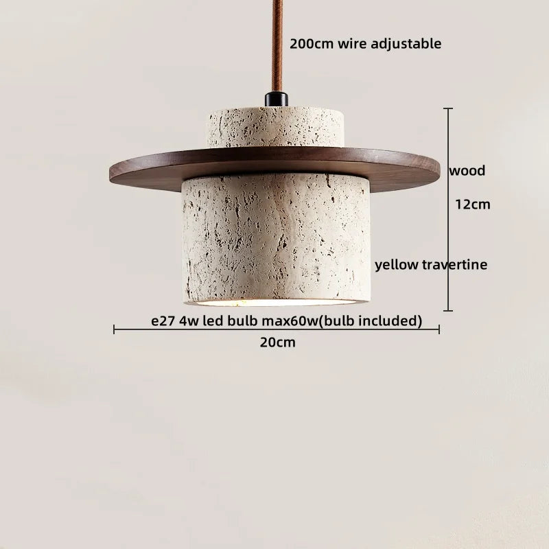 Afralia™ LED Hanging Lamp: Yellow Travertine Japanese Style Pendant Light for Home Decoration