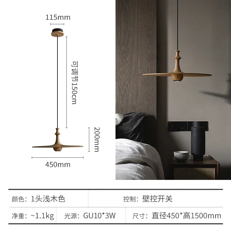 Afralia™ Solid Wood Flying Saucer Pendant Light for Home Decor and Lighting