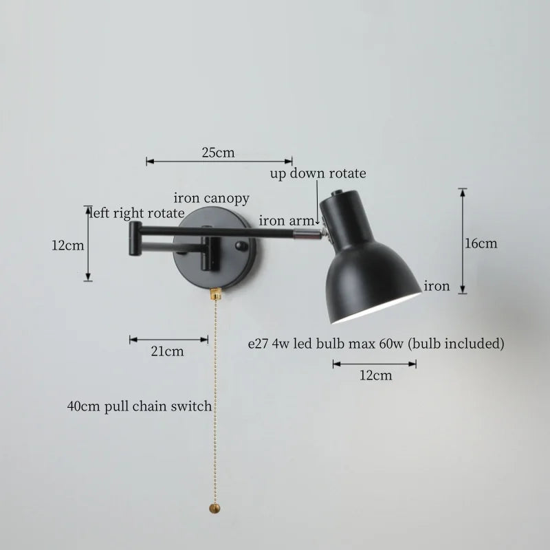 Afralia™ Black Iron LED Wall Sconce for Home Decor - Modern Nordic Style