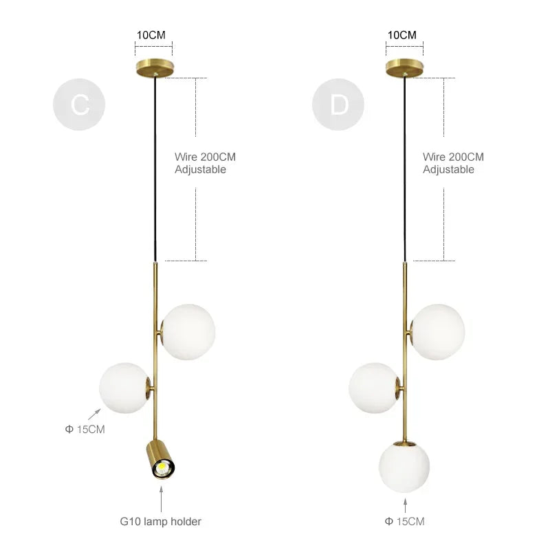 Afralia™ Glass Ball LED Chandelier: Nordic Modern Pendant Light for Dining Room and Bedroom