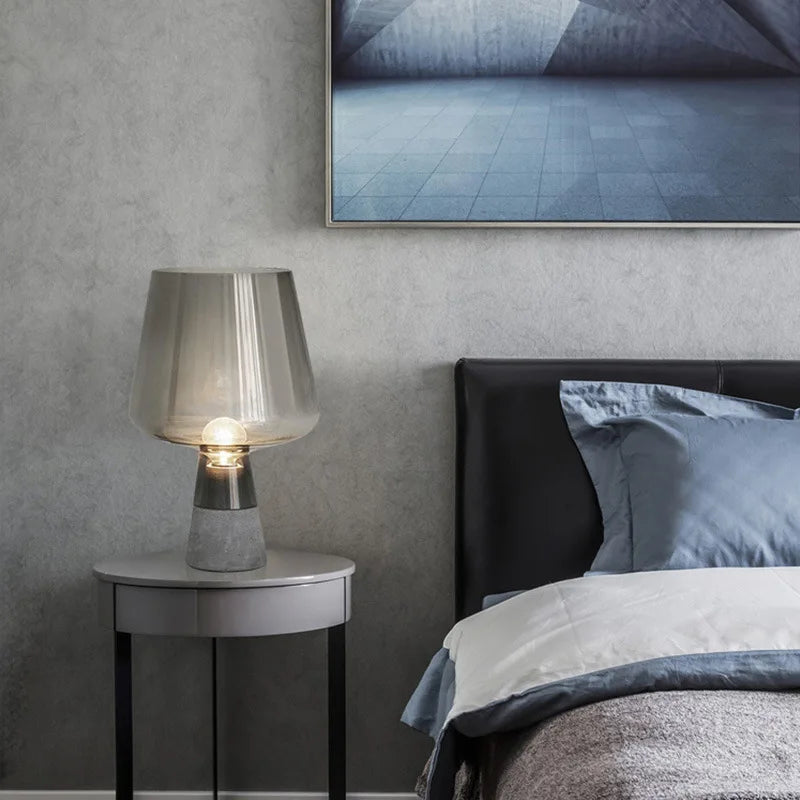 Afralia™ Leimu Cement Table Lamp - Modern Industrial Glass Desk Light