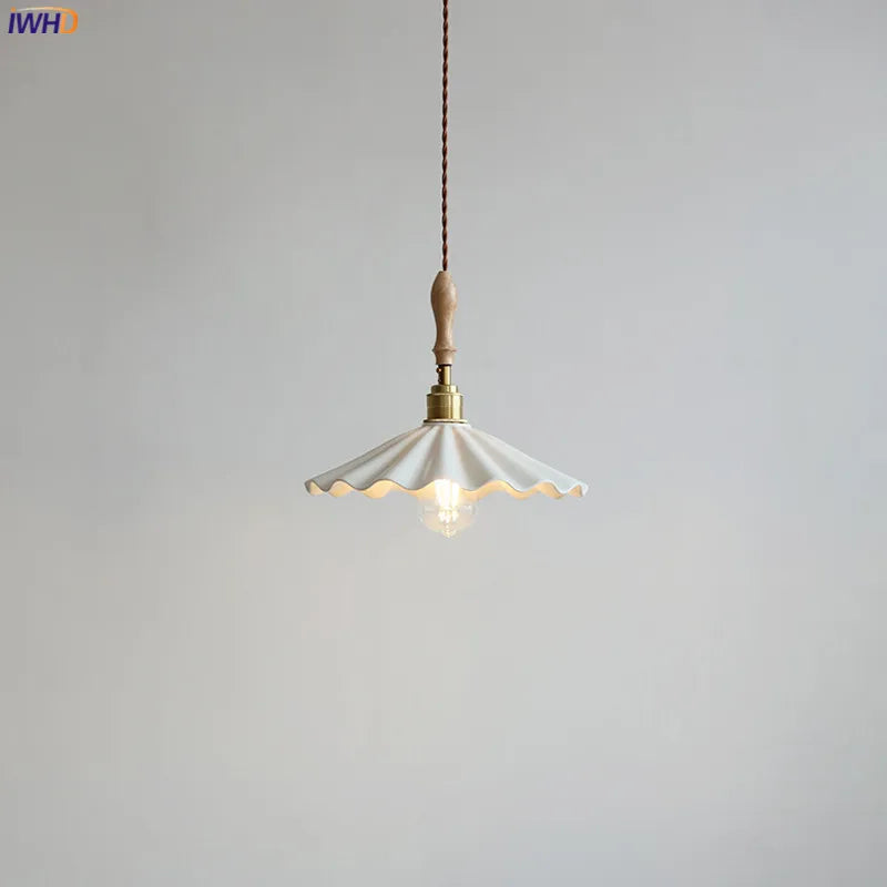 Afralia™ Ceramic LED Pendant Light: 30CM, Home Decor, Bedroom, Living Room, Dinning, Wood & Copper Socket