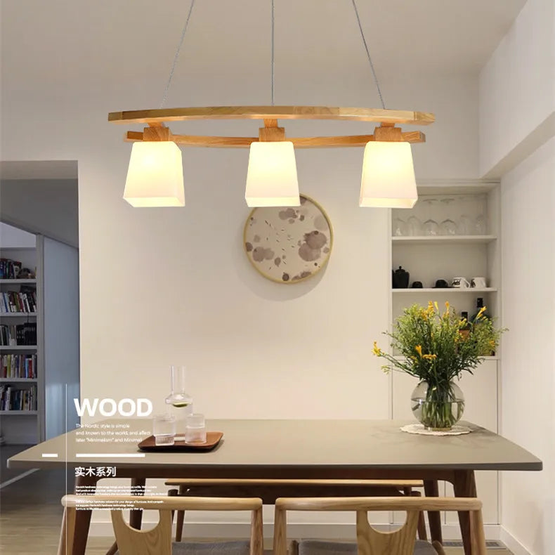 Afralia™ Nordic Wood Pendant Lights LED Modern Lamps for Dining Living Room - Japanese Style
