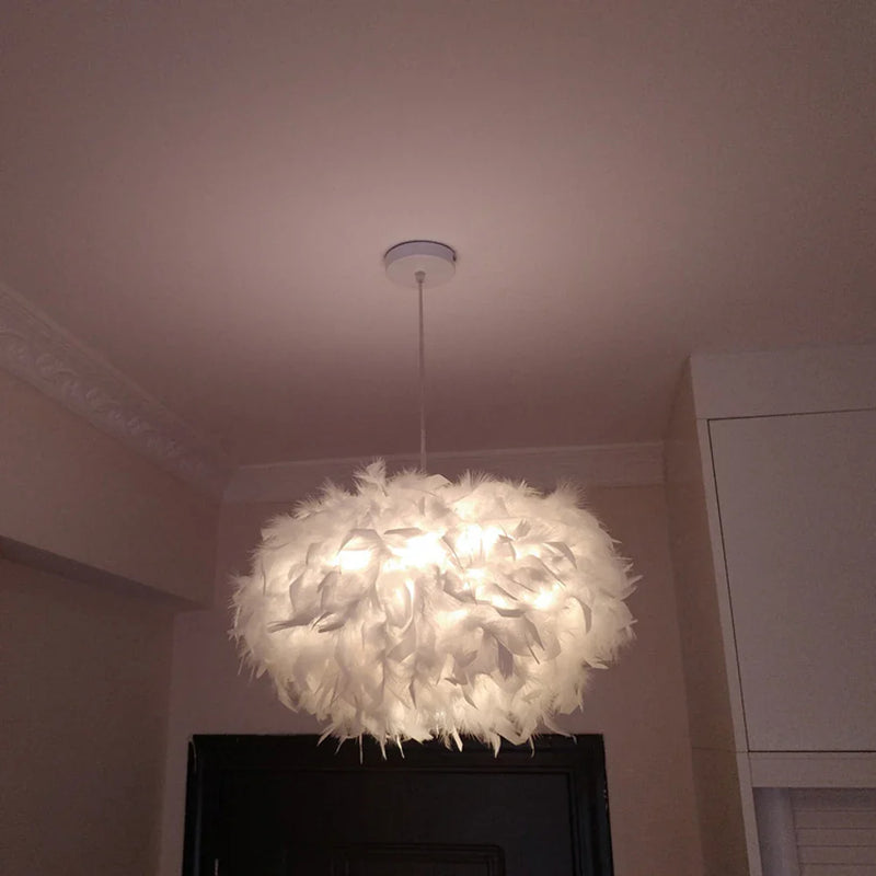 Afralia™ Feather Pendant LED Chandelier - Modern Bedroom Study Room Decoration