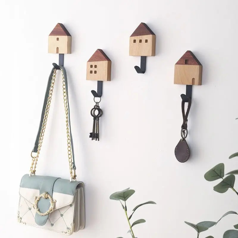 Afralia™ Nordic Wood Clothes Hook Wall Mounted Entryway Bedroom Decoration