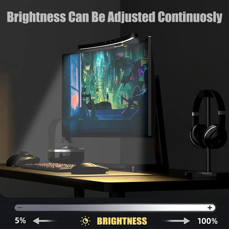 Afralia™ Curved Monitor Light Bar: Dimmable Desk Lamp for E-Reading, Work, and Gaming