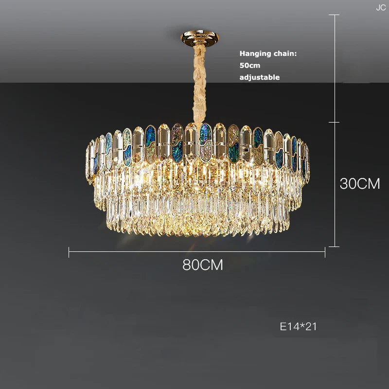 Afralia™ Dimmable LED Sea Shell Crystal Chandelier Luminaire for Living Room