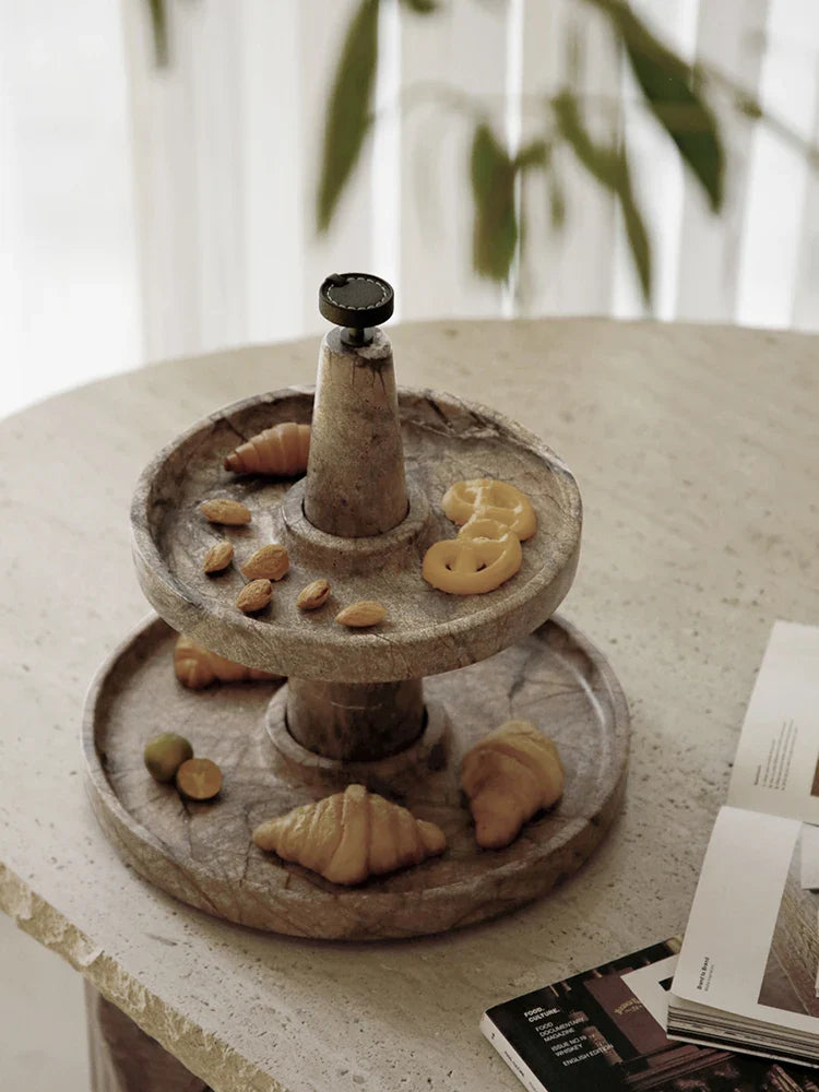 Afralia™ Marble 2 Tier Serving Tray Cupcake Stand Wedding Tea Party Dessert Stand