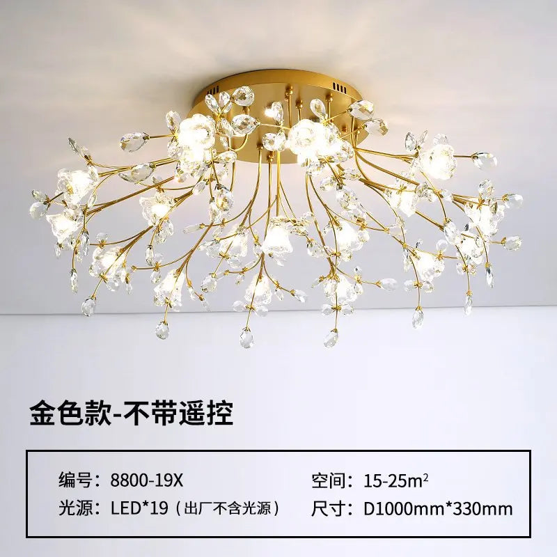 Afralia™ Glass Flower Chandelier Ceiling Lamp for Living Room Bedroom Lighting