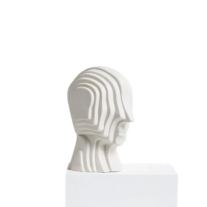 Afralia™ Geometric Ceramic Head Sculpture | Golden Alien Figurine